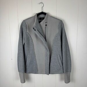 VICI Gray Knit Moto Jacket Women’s Small Asymmetrical Zip Sweater Jacket